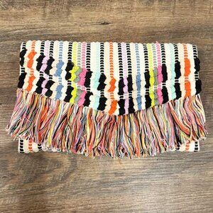 Stella & Dot Taj Clutch Boho Chic Fringe Multicolor, Colorful Purse Handbag